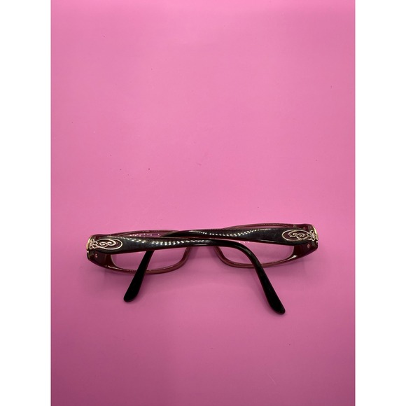 Chic Brown & Gold Decorative Eyeglasses Frames Primrose 51015 130 - Picture 2 of 4